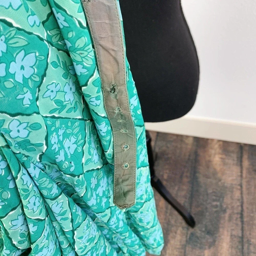 Flaws Vintage 1950s Casualmaker by Sy Frankl Green Floral Dress Bust 34 - Picture 10 of 11